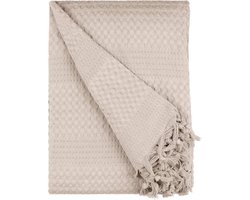Sprei in wafellook, extra groot, 220 x 240 cm, 100% katoen, Oeko-Tex®, sprei voor bank, stoel en bed, sofadeken, woondeken (The Urban Loft) (Sepia)