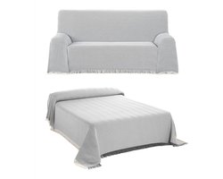 Sprei, katoenen woonkamerdeken, praktische sprei als bankdeken of beddensprei, hoogwaardige grijze sprei, 180 x 260 cm.