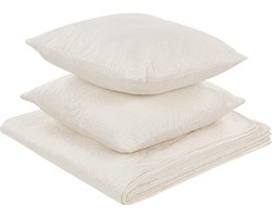 Sprei met kussens RUDKHAN 140 x 210 cm Crème