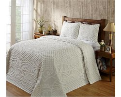 Sprei Set - Bedspreien Dekens - Slaapkamer Decoratie - 100% Katoen Getuft - Twin Maat - Naturel