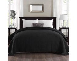 Sprei, sprei quilt patchwork flanellen geruit ontwerp, gewatteerde dekbeddeken tweepersoonsbed gevoerd en gewatteerd., 170x210 cm