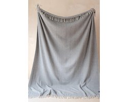 Sprei Visgraat Grijs (Charcoal Grey) - 175x250 - Gerecycled Wol - TBCo Scotland