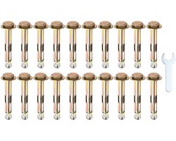 Spreidpluggen M8 x 60 mm gekleurd verzinkt ijzer-koolstofstaal externe zeskantige spreidplug met 14 mm moersleutel roestwerende metalen pluggen voor beton
