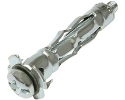 Spreidpluggen Ø8x35 mm voor gipsplaat holle behuizing van metaal - met schroeven M4 - bevestiging in gipsplaten - kleur zilver