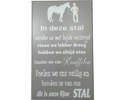 Spreuke - tekst bord in deze stal - paarden - wall art