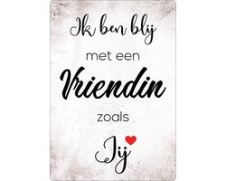 Spreukenbordje: Ik Ben Blij Met Een Vriendin Zoals Jij! | Houten Tekstbord