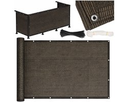 Springos Balkonscherm - Privacyscherm - Hoge Kwaliteit - Waterbestendig - UV-bescherming - 1x5 m - 95% - Bruin - Polyethyleen