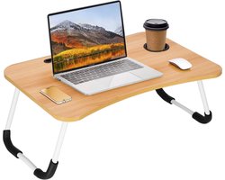 Springos Bedtafel - Opvouwbaar - Standaard - MDF - Bruin 60 x 40 CM