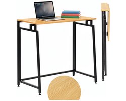 Springos Bureau – Werkbureau – Computer Bureau – Bureautafel – Opklapbaar – 80 X 75 X 40 CM – 30 Kg - industriële - Zwart/Bruin