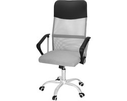 Springos Bureaustoel - Draaibaar - Metalen Onderstel - Kunststof - Eco-leer - Grijs/ Zwart - 120 kg