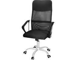 Springos Bureaustoel - Draaibaar - Metalen Onderstel - Kunststof - Eco-leer - Zwart - 120 kg