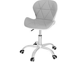Springos Bureaustoel - Draaibaar - Metalen Onderstel - Kunststof - Grijs/Wit - 120 kg