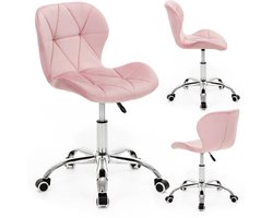 Springos Bureaustoel - Draaibaar - Metalen Onderstel - Kunststof - Roze - 120 kg