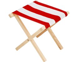 Springos Campingkruk - Kampeerkruk - Viskruk - Voetensteun - Opvouwbaar - Rood/Wit