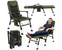 Springos Campingstoel | Visstoel | Opvouwbaar | Groen | Staal | Polyester | 81 x 57 x 100 cm | 140 Kg