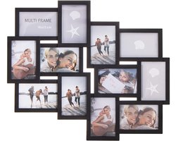 Springos Fotolijst - 12 Foto's - Collage - Staand/Liggend - 59 x 50.5 cm - Zwart