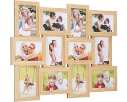 Springos Fotolijst - 12 Foto's - Collage - Staand/Liggend - 61,5 x 46 cm - Bruin