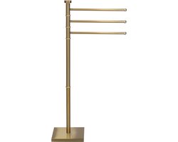 Springos Handdoekrek - Badkamer - Handdoekstang - Handdoekhouder - 3 Armen - Metaal- Goud - 86 cm