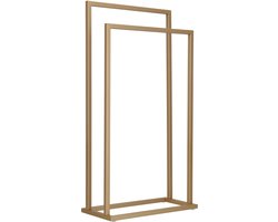 Springos Handdoekrek - Badkamer - Handdoekstang - Handdoekhouder - Twee Armen - Metaal- Goud