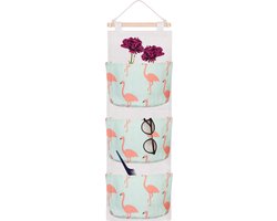 Springos Hangende Organizer | Hangende Opberger | Kinderkamer Accessoires | 3 zakken | Wit/Blauw