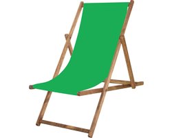 Springos Houten Ligstoel | Strandstoel | Ligstoel | Verstelbaar | Beukenhout | Handgemaakt | Groen