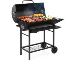 Springos Houtskool barbecue - Op Wielen - BBQ - Asopvangbak - Thermometer - Kunststof - Staal - Zwart