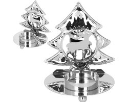 Springos Kandelaar | Kaarshouder | Lichtkaarshouder | Kerstboom | Rendier | Zilver