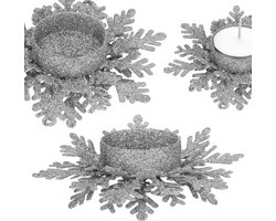 Springos Kandelaar | Kaarshouder | Lichtkaarshouder | Sneeuwvlok | Zilver | Glitters