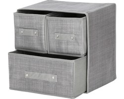 Springos Kast Organizer | Kleding Organizer | Opberger | 3 lades | Grijs