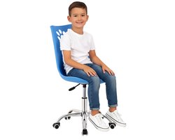 Springos Kinder Bureaustoel - Draaibaar - Metalen Onderstel - Kunststof - Blauw - 120 kg