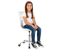 Springos Kinder Bureaustoel - Draaibaar - Metalen Onderstel - Kunststof - Grijs - Wit - 120 kg