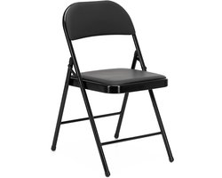 Springos Klapstoel - Vouwstoel - Kampeerstoel - Opvouwbaar - Stoel - Kunststof - Waterbestendig - Zwart - Voor Binnen en Buiten - 4 Stuks