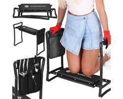 Springos Kniebank - Tuinkruk - Werkbank - Tuinieren - Onkruid - Tuin gereedschap - Zwart