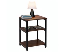 Springos Nachtkastje - Bijzettafel - Slaapkamer - 35x31x59 cm - Donkerbruin - 30 Kg