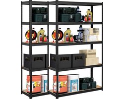 Springos Opbergrek | Stellingkast | Stellingkast Metaal | Zwart 180 x 90 x 40 cm