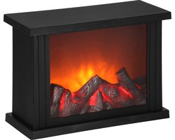 Springos Open Haard - Kachel - Verwarming - Decoratieve Verlichting - Baterijen - USB LED - 27,5 x 19,5 x 12 cm - Zwart