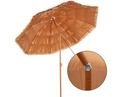 Springos Parasol | Strand Parasol | Parasols | Opvouwbaar | Hawaiiaans | 160 cm | Bruin
