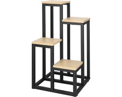 Springos Plantenrek | Plantenstandaard | Plantentrap | 4 Niveaus | Hout | Zwart