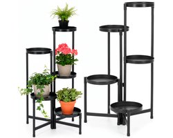 Springos Plantenstandaard - Bloemenstandaard - Plantenrek - Bloementrap - Metaal - 5 laags - 78,5 Cm - Zwart