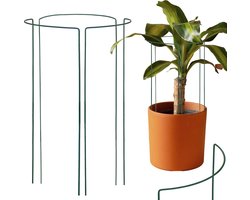 Springos Plantensteun - Metaal - Bloemen - Groen - Set Van 3 - 75 Cm