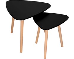 Springos Salontafel - 2 Stuks - Scandinavische Stijl - Woonkamer - Eetkamer - Driehoekig - Zwart