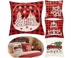 Springos Sierkussenhoes | Kussenhoes | Kussensloop | Woonaccessoires | 40 x 40 cm | 4 Stuks | Kerstpatronen