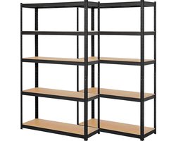 Springos Stellingkast - 2 Stuks - 875 KG - Metaal - Zwart - 180 x 90 x 40 cm