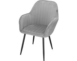 Springos Stoel - Gestoffeerd - Fluwelen - Metaal - Woonkamer - Keuken - Eetkamer - Interieur - Grijs