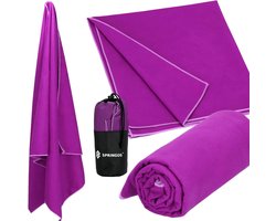 Springos Strandlaken | Badlaken | Strandhanddoek | Microvezel | 150 x 75 cm | Paars