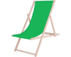 Springos Strandstoel - Verstelbaar - Beukenhout - Hangemaakt - Groen