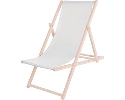 Springos Strandstoel - Verstelbaar - Beukenhout - Hangemaakt - Licht Grijs