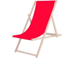 Springos Strandstoel - Verstelbaar - Beukenhout - Hangemaakt - Rood
