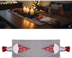 Springos Tafelloper Kerst | Tafelkleed Kerst | Gnoom | 180 x 33 cm | Grijs