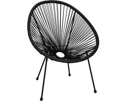 Springos Tuinstoel - Draad - Rotan - Zwart - 87 x 70 x 73 CM
